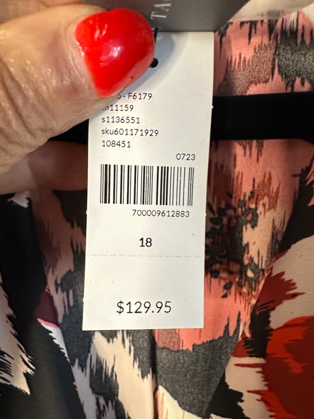 Lane Bryant Black Floral Wrap Dress with Coral & Blush Blooms - Picture 7 of 8